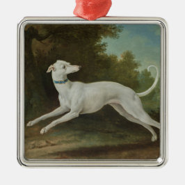 White Greyhound Dog (von Jean-Baptiste Oudry) Ornament Aus Metall