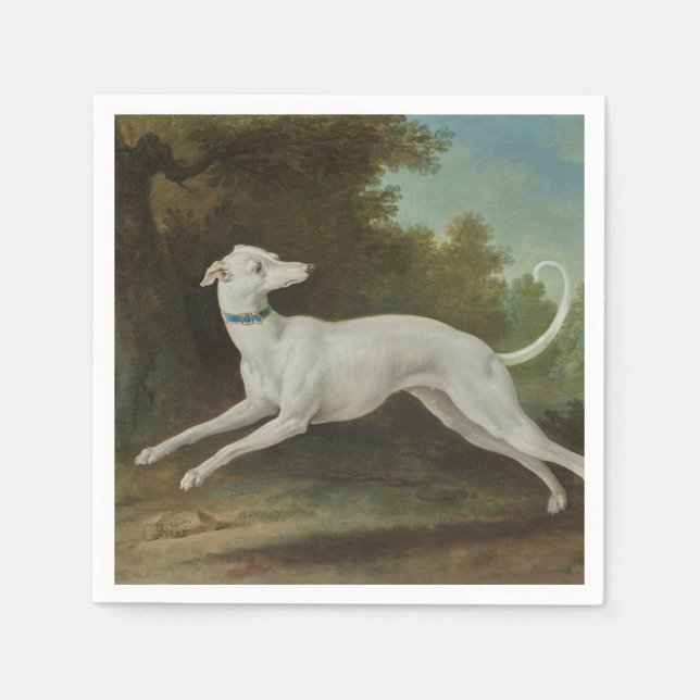 White Greyhound Dog (von Jean-Baptiste Oudry) Serviette (Vorderseite)