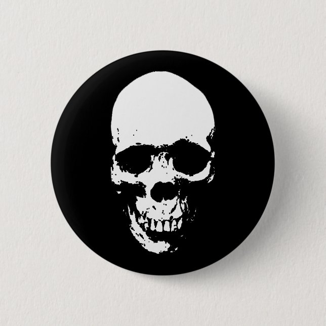White Grim Sensenmann Skull Button (Vorderseite)