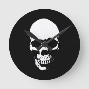 White Grim Sensenmann Skull Runde Wanduhr
