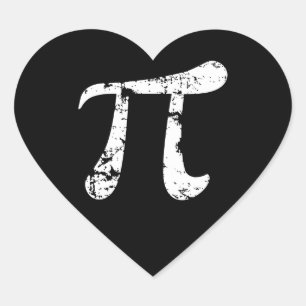 White Grunge Pi Symbol Herz-Aufkleber