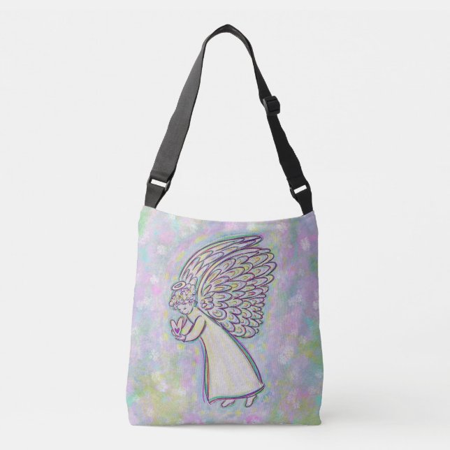 White Guardian Angel Pursuit Art Cross Body Bag Tragetaschen Mit Langen Trägern (Vorderseite)
