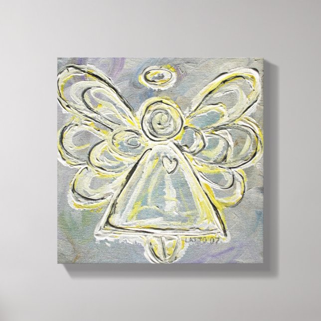 White Guardian Angel Wrapped Canvas Wall Art Leinwanddruck (Vorderseite)