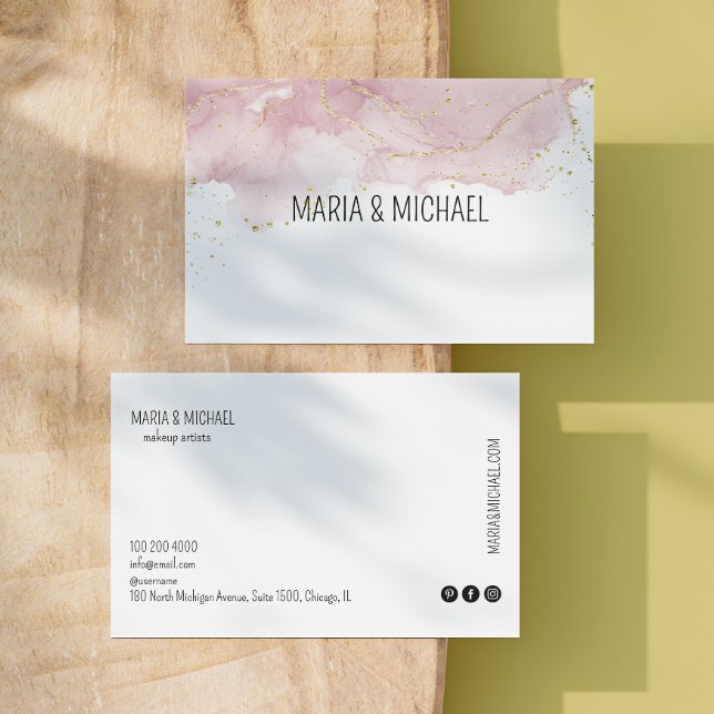 White Hair Salon Rose Gold handschriftlich Visitenkarte (White Hair Salon Rose Gold Handwritten Business Card)