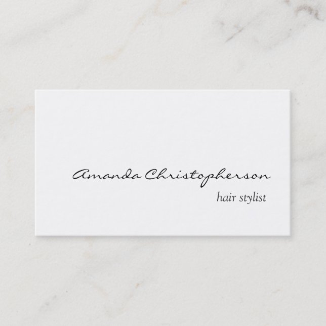 White Hair Stylist Script Business Card reinigen Visitenkarte (Vorderseite)
