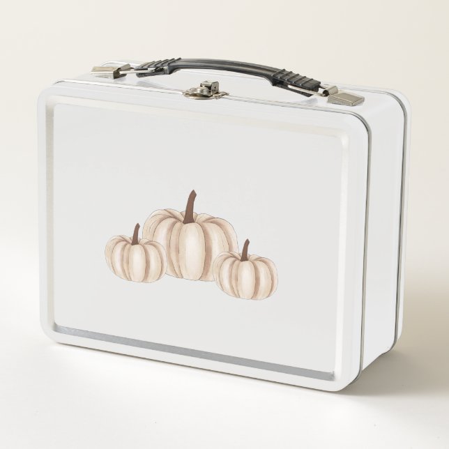 White Halloween Lunchbox with Pumpkin Design (Vorderseite)
