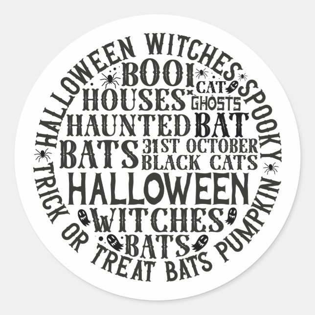 White Halloween Word Art Sticker (Vorderseite)