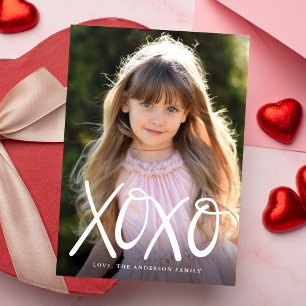 White Hand-Lettered XOXO Valentine's Day Photo Feiertagskarte