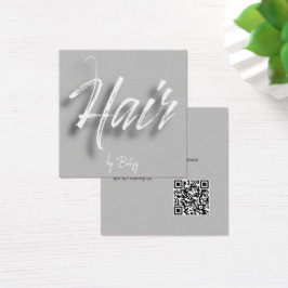 White Handwriting Hair Stylist Business Card