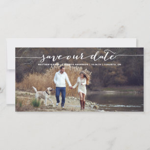 White Handwriting Script-Foto Rette Unser Datum II Save The Date