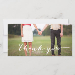 White Handwriting Script Wedding Danke Foto