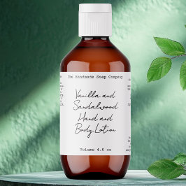 White Handwritten Look Cosmetics Bottle Label