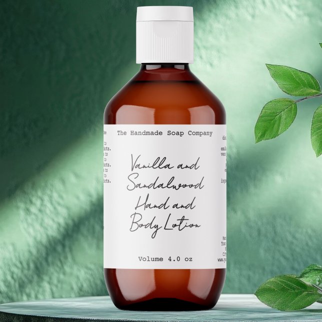 White Handwritten Look Cosmetics Bottle Label (Von Creator hochgeladen)