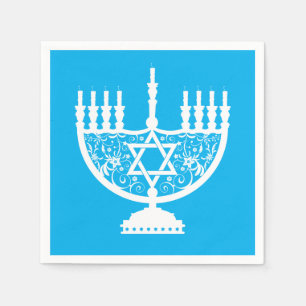 White Hanukkah menorah Serviette
