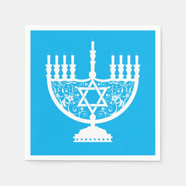 White Hanukkah menorah Serviette (Vorderseite)