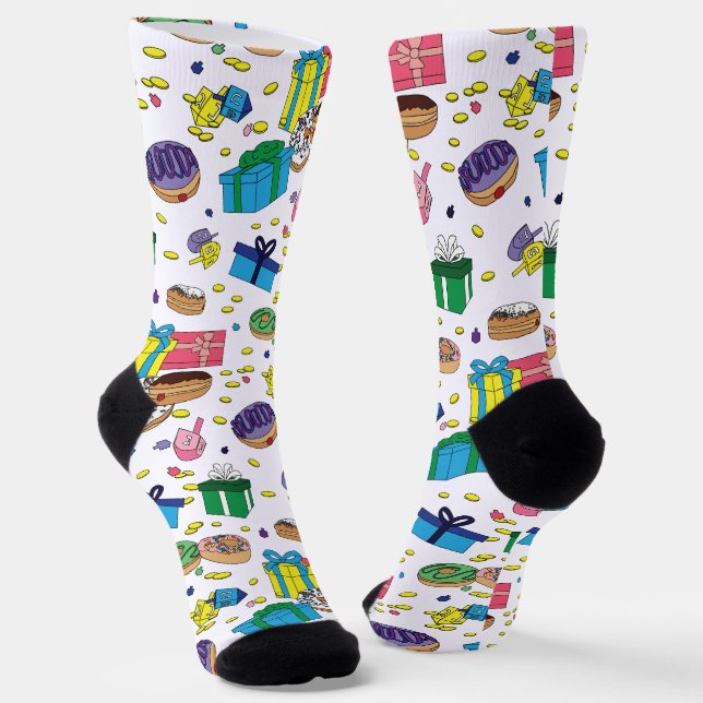 White Hanukkah Pattern Socken (Gewinkelt)