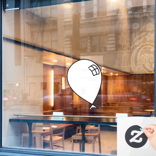White Happy Balloon Fensteraufkleber (Café-Fenster)