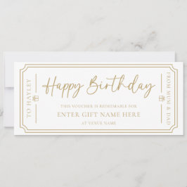 White Happy Birthday Geschenkgutschein-Karte Einladung