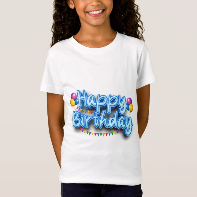 White Happy Brithday T - Shirt Design (Vorderseite)