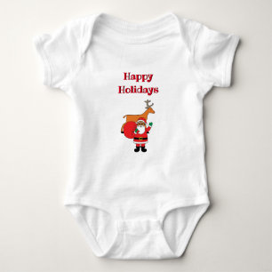 White Happy Holidays Afrikanischer Weihnachtsmann Baby Strampler