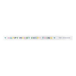 White Happy Merry Everything Christmas Ribbon Satinband