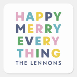 White Happy Merry Everything Christmas Sticker
