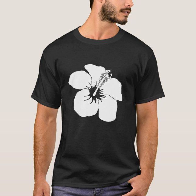 White Hawaii Hibiskus Blume T-Shirt (Vorderseite)