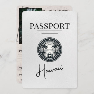 White Hawaii Passport Save the Date