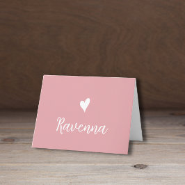 White Heart and Handwritten Name Blush Rose