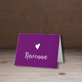 White Heart and Handwritten Name Plum Purple