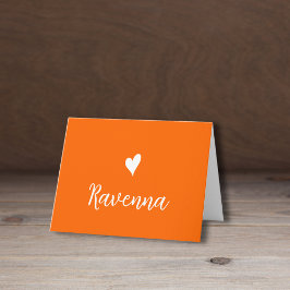 White Heart and Handwritten Name Sunset Orange