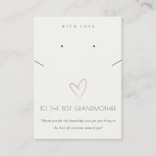 WHITE HEART BEST GRANDMOTHER GIFT NECKLACE EARRING PLATZKARTE