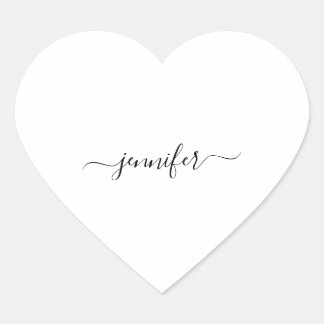 White Heart Minimalism Name Bridal Small Business Herz-Aufkleber
