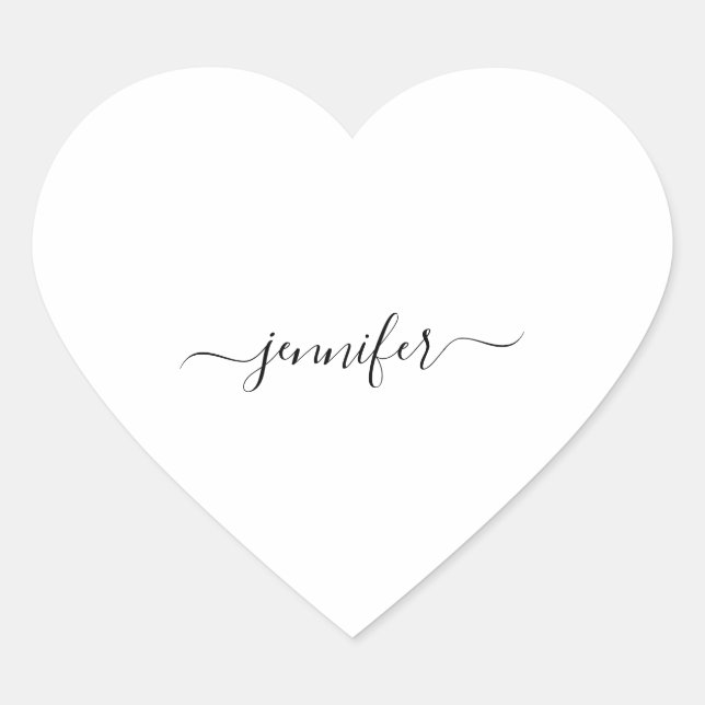 White Heart Minimalism Name Bridal Small Business Herz-Aufkleber (Vorderseite)