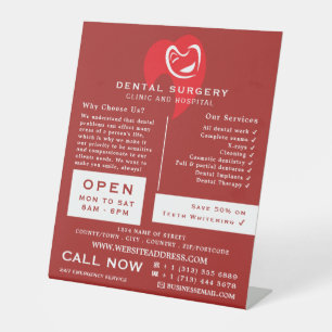 White Hearted Tooth Logo Dentistry, Dentist Advert Sockelschild