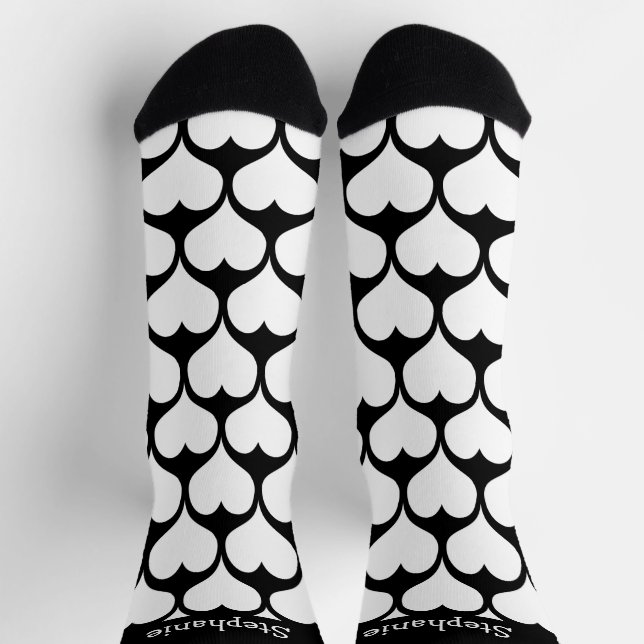 White Hearts Design Personalisiert Socken (Oben)
