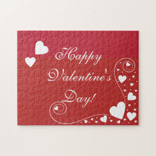 White Hearts on Red Puzzle