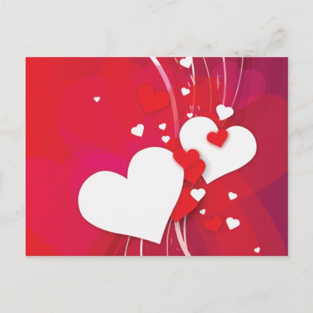 White Hearts Red Whimsy Postkarte (Vorderseite)