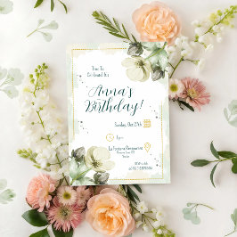 White Hellebore Watercolor Florals Geburtstag Einladung