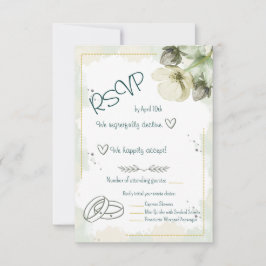 White Hellebore Watercolor Florals RSVP Karte