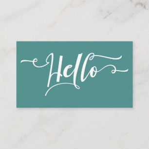 White Hello Script Typografie Über Editable Aquama Visitenkarte