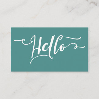 White Hello Script Typografie Über Editable Aquama Visitenkarte