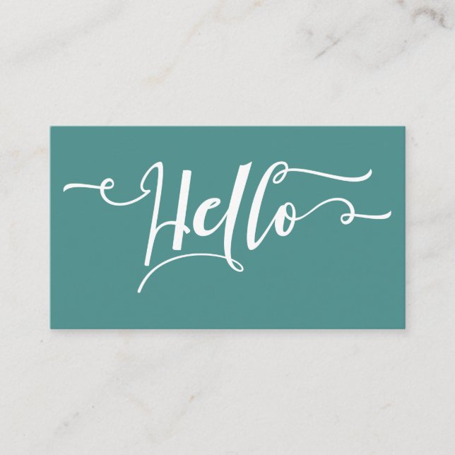 White Hello Script Typografie Über Editable Aquama Visitenkarte (Vorderseite)