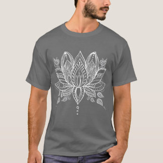 White Henna Lotus Yoga Bohemisch Graphic T-Shirt