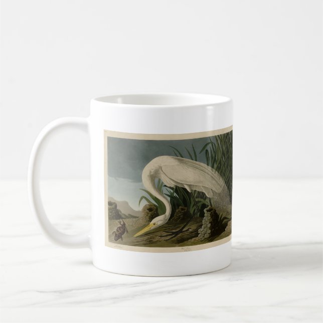 White Heron, Great Egret, Audubon Birds of America Kaffeetasse (Links)