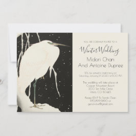 White Heron in Snow Winter Wedding Einladung