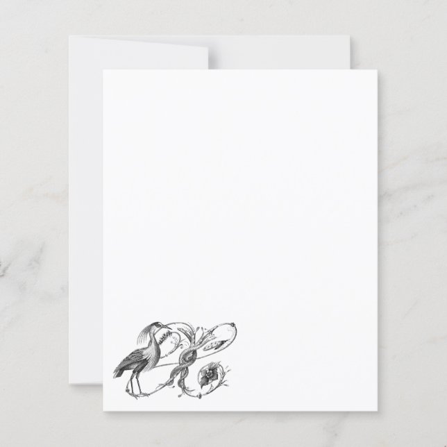 White Heron Vintag Design Italienisches Papier (Vorderseite)