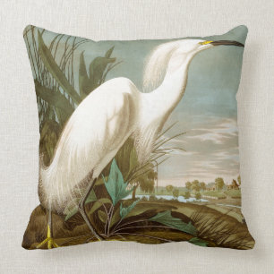 White Heron von John James Audubon Kissen