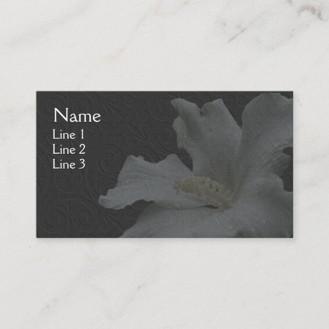 White Hibiskus auf Black Floral Business Card Visitenkarte (Vorderseite)