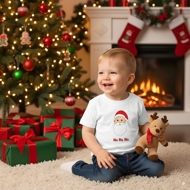 White Ho Ho Ho Santa Claus Frohe Weihnachtsfamilie Baby T-shirt (Von Creator hochgeladen)